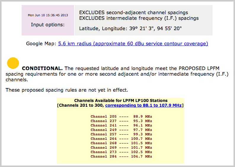 FCC Channel Finder restuls: Leavenworth, Kansas